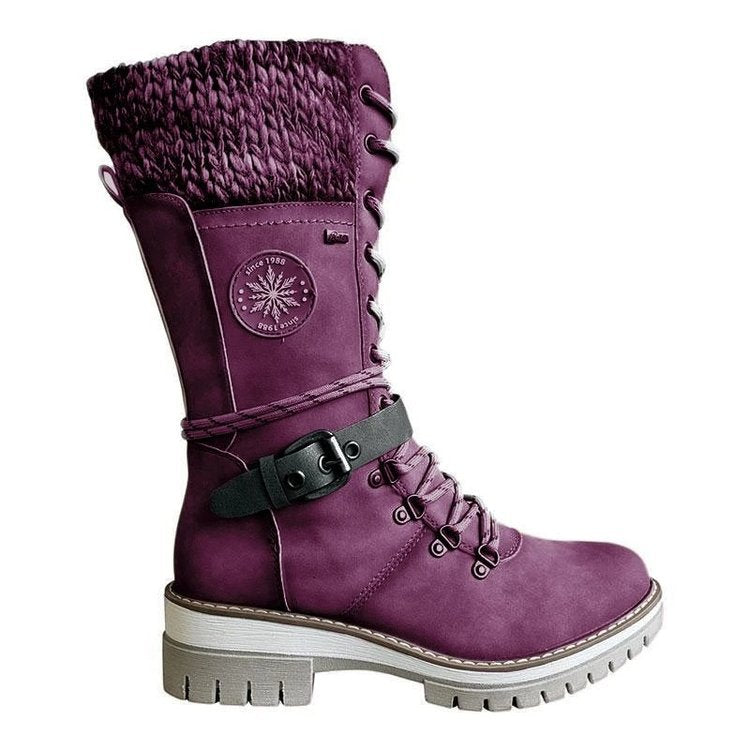 Veraperle botas con puño de punto en morado, foto del proveedor