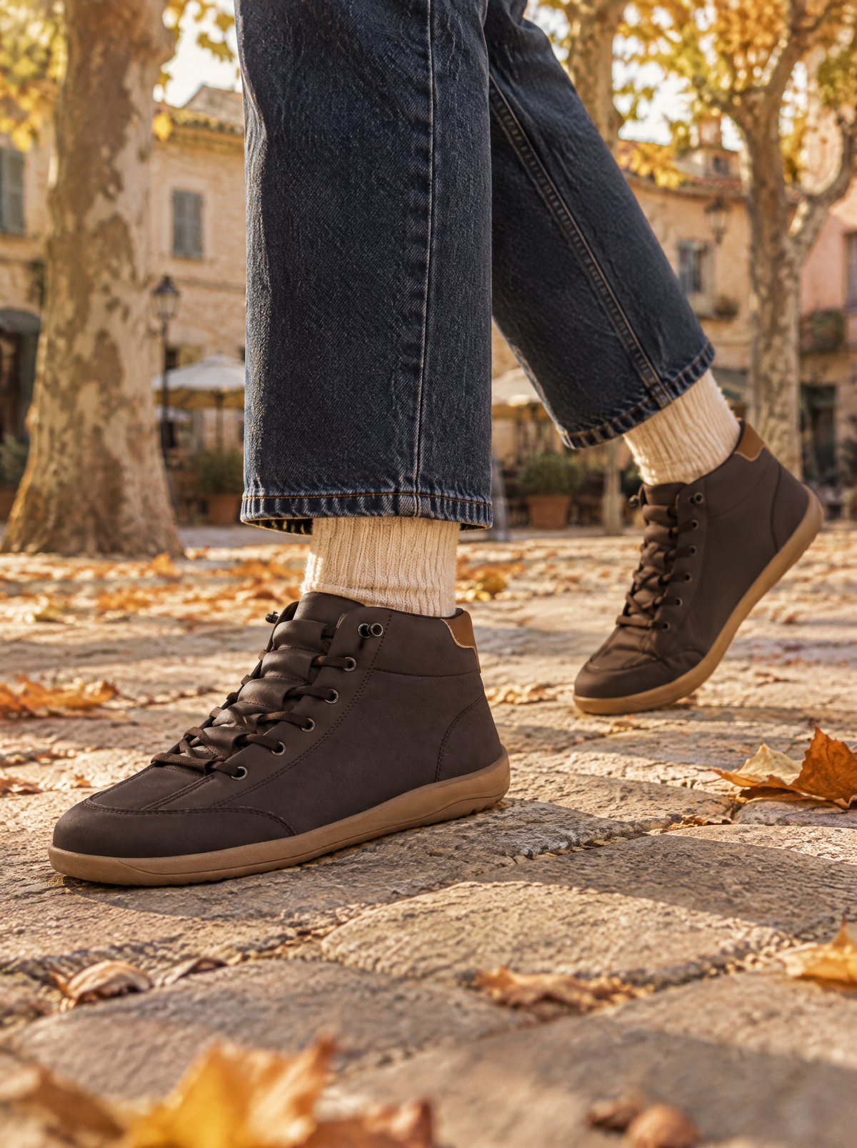 Veraperle zapatillas barefoot de caña media en marrón oscuro