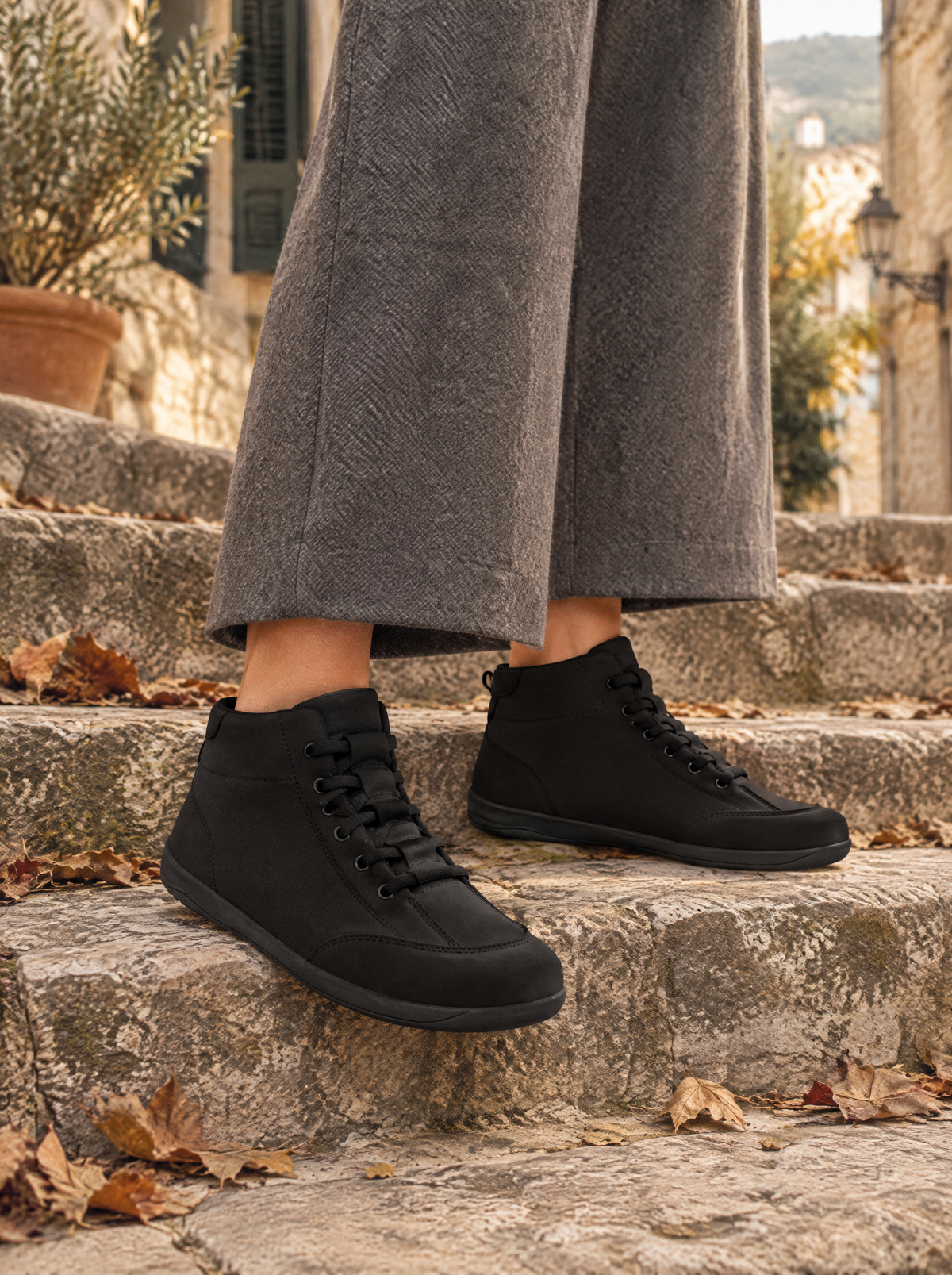 Veraperle zapatillas barefoot de caña media en negro