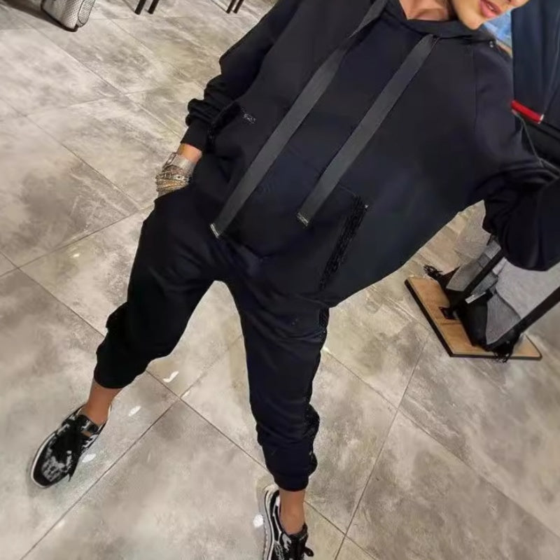 Veraperle conjunto de sudadera y jogger en negro, foto del proveedor