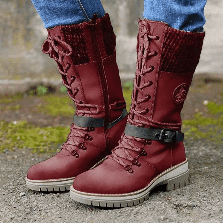 Veraperle botas con puño de punto en rojo, foto del proveedor