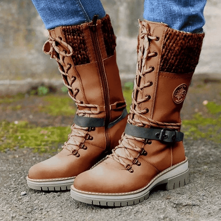Veraperle botas con puño de punto en marrón, foto del proveedor