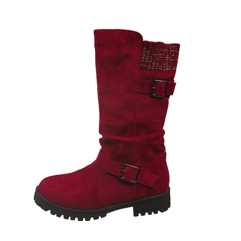 Veraperle botas de media caña con hebillas en rojo, foto del proveedor