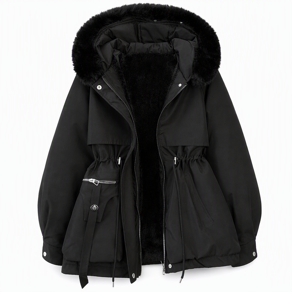 Veraperle parka acolchada en negro con forro de borreguito, foto del proveedor