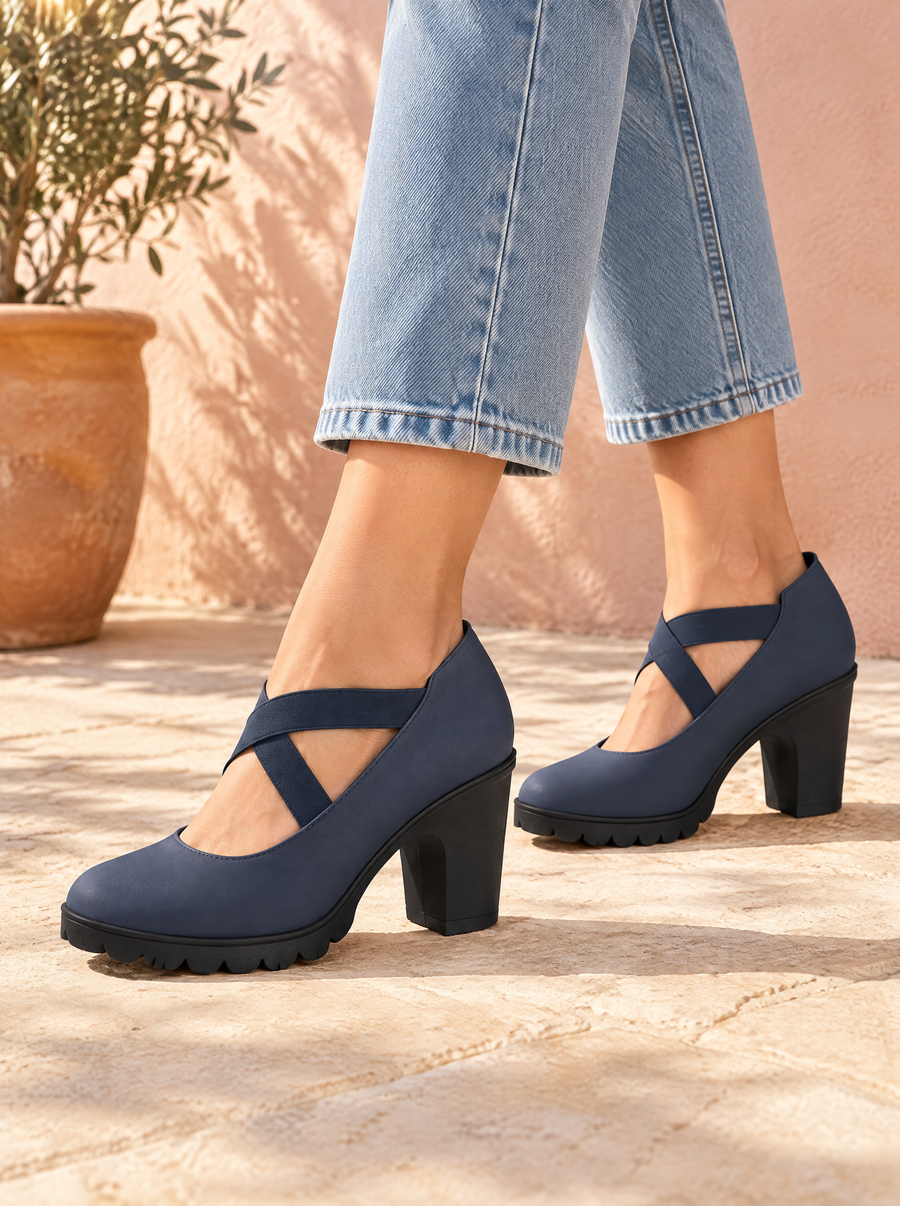 Veraperle zapatos Mary Jane en azul liso